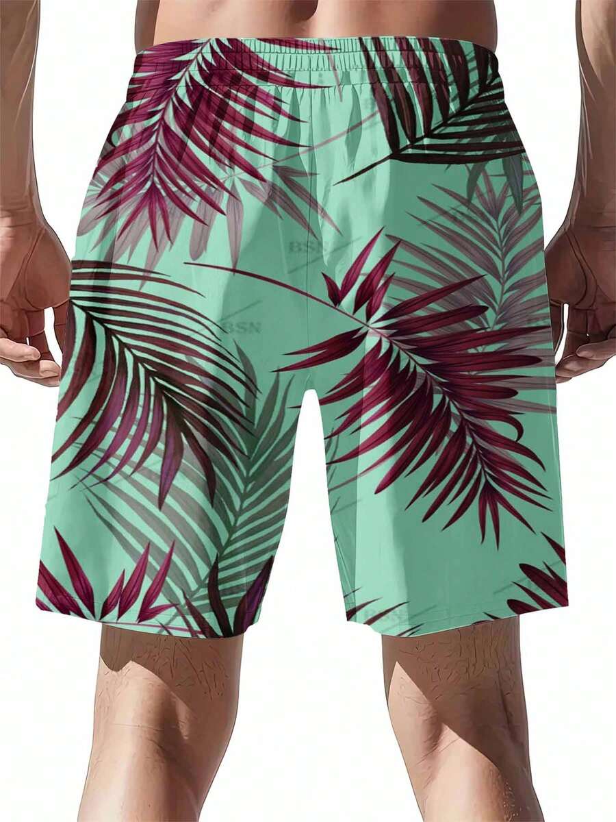 Mint Green And Burgundy Palm L - Swim Trunk Quick Dry ulasan dan harga