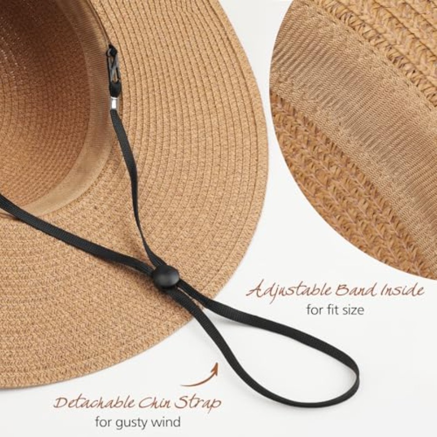 Trifabricy Beach Sun Straw Hat - Packable Hat Nylon ulasan dan harga