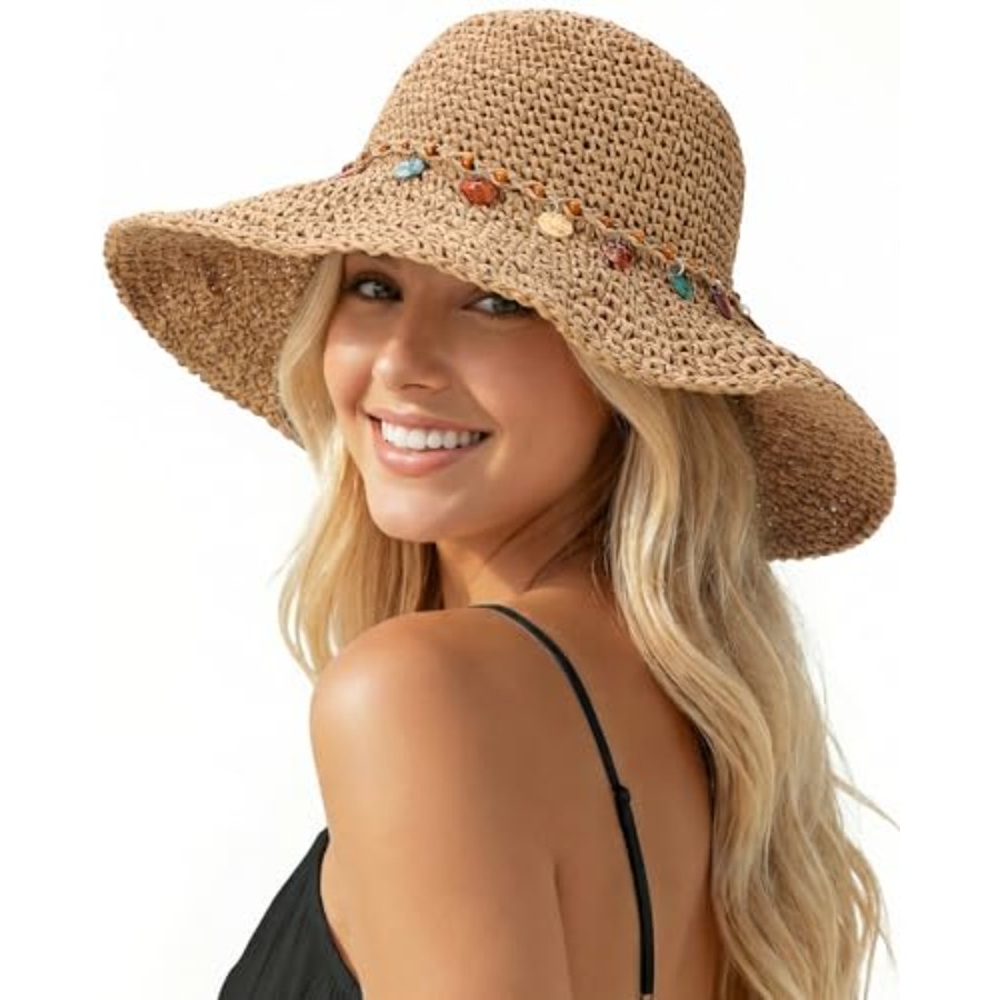 Beach Sun Hats for Women, Stra - Packable Hat Nylon ulasan dan harga
