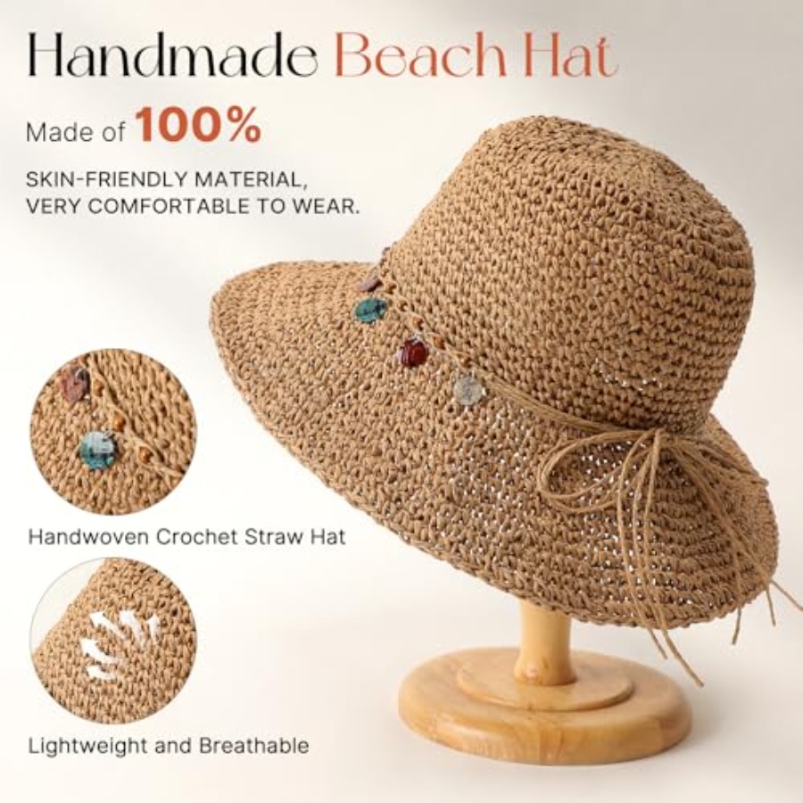 Beach Sun Hats for Women, Stra - Packable Hat Nylon ulasan dan harga