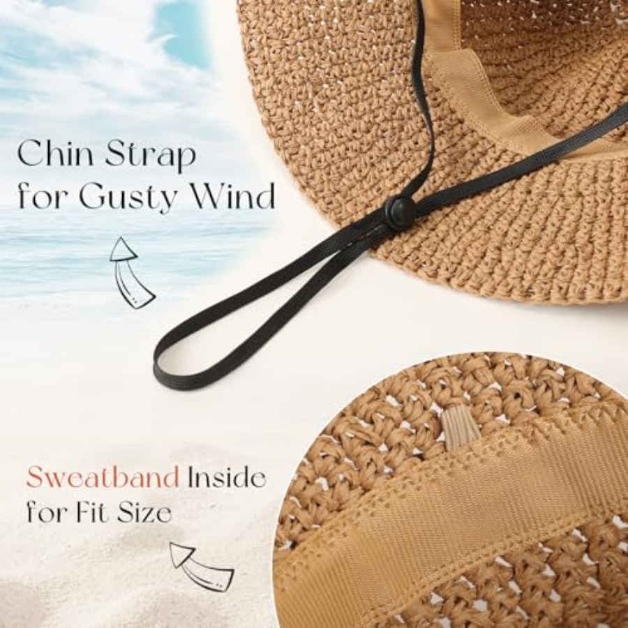 Beach Sun Hats for Women, Stra - Packable Hat Nylon ulasan dan harga