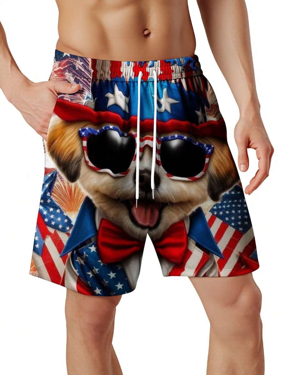 Patriotic Dog American Flag Pr - Swim Trunk Quick Dry ulasan dan harga