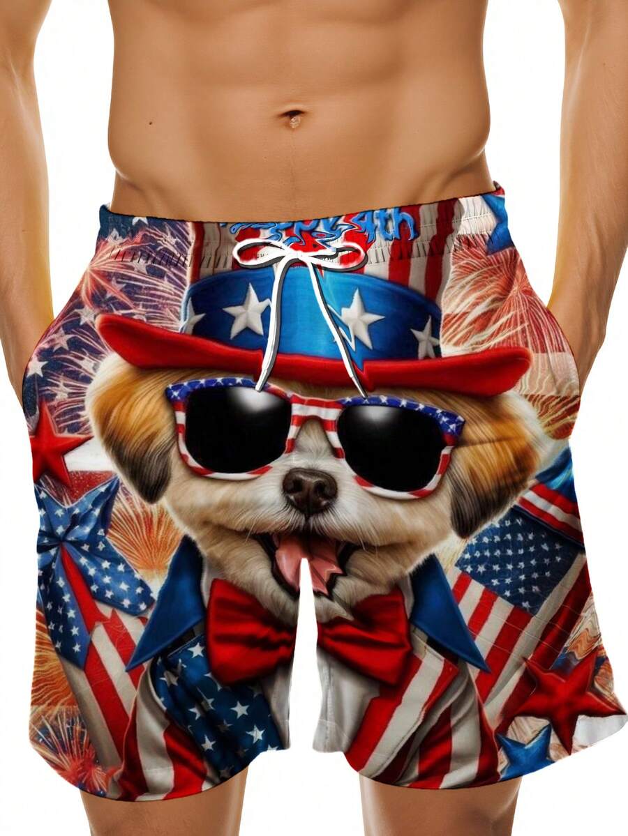 Patriotic Dog American Flag Pr - Swim Trunk Quick Dry ulasan dan harga