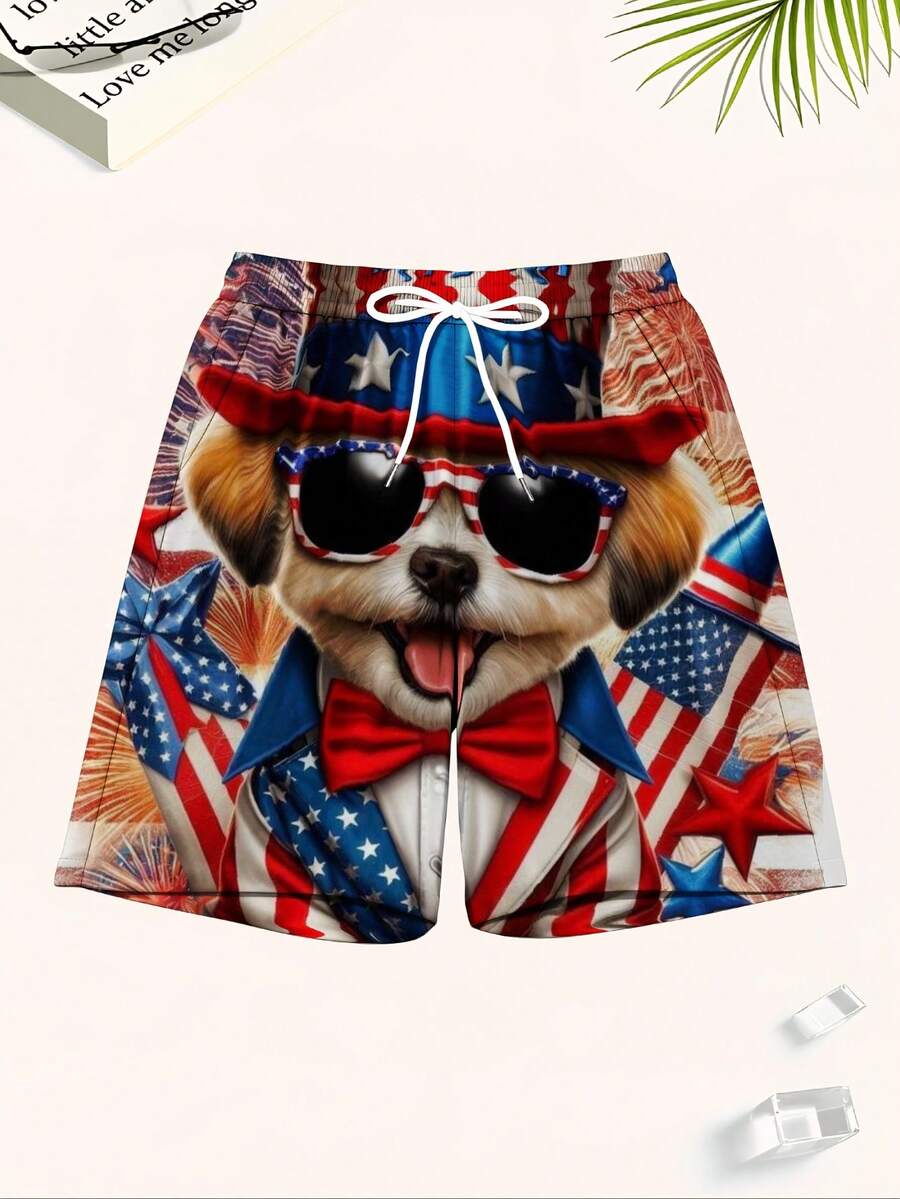 Patriotic Dog American Flag Pr - Swim Trunk Quick Dry ulasan dan harga