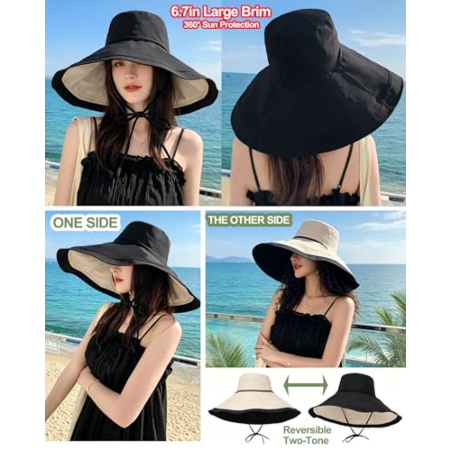 Extra Wide-Brim Sun Hats Women - Packable Hat Nylon ulasan dan harga