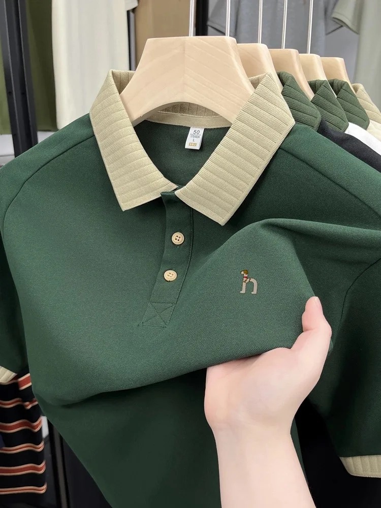 Luxury brand men's short sleev - Polo Shirt Pique ulasan dan harga