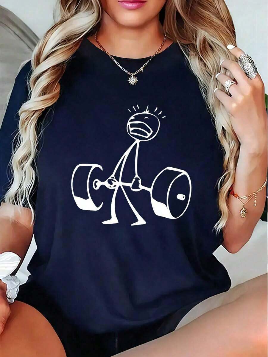 Oversized Funny Workout Graphi - Tee Graphic Print ulasan dan harga
