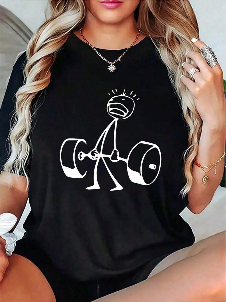 Oversized Funny Workout Graphi - Tee Graphic Print ulasan dan harga