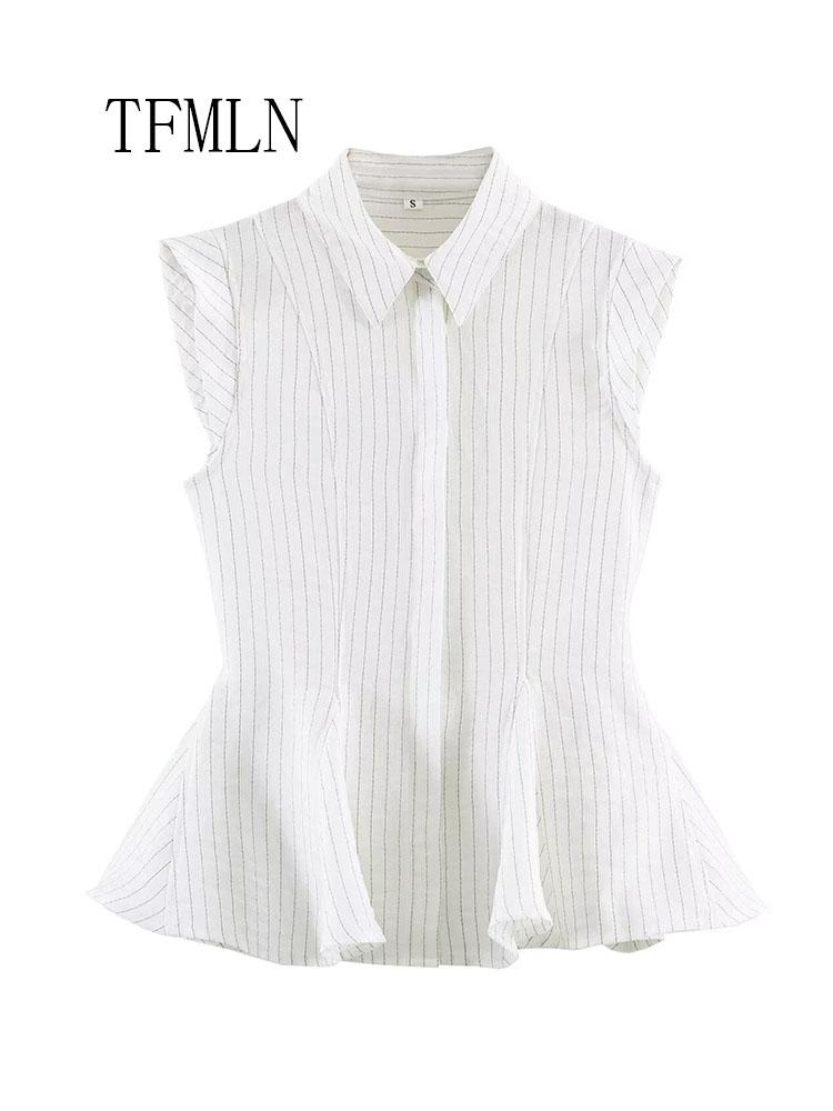 Fashion Striped Blouse Top For - Shirt Camp Collar ulasan dan harga