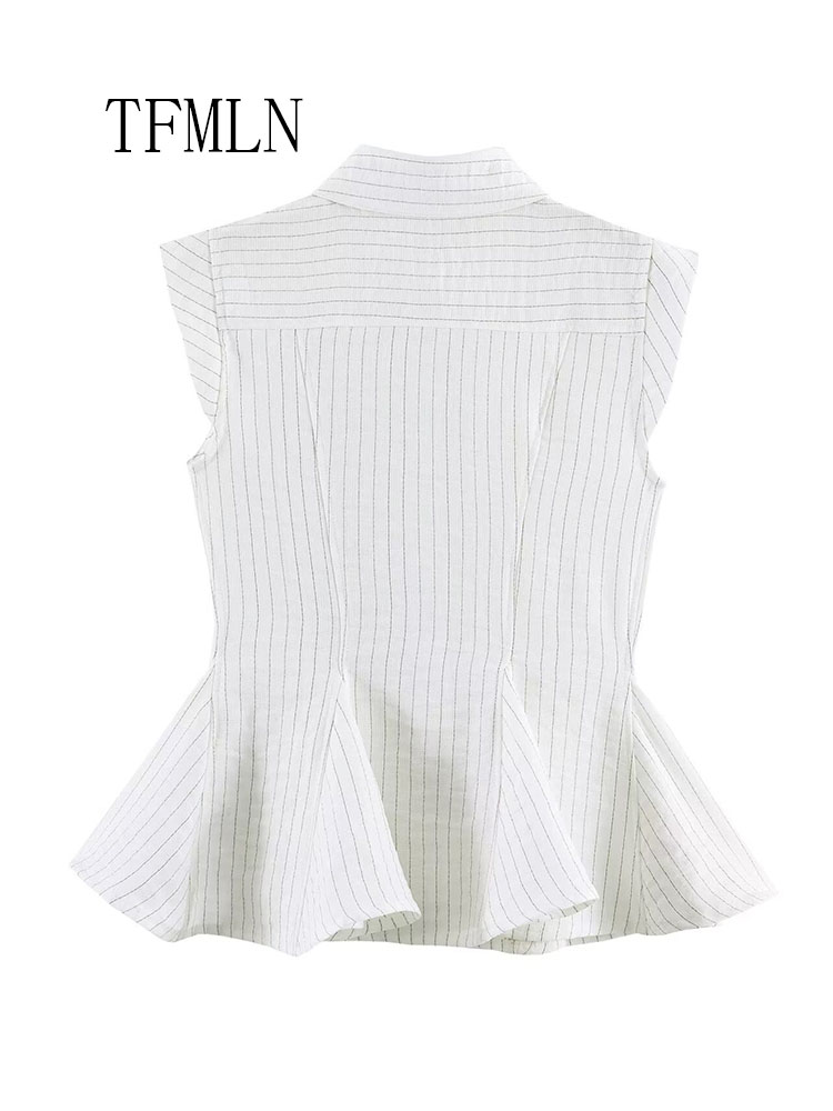 Fashion Striped Blouse Top For - Shirt Camp Collar ulasan dan harga
