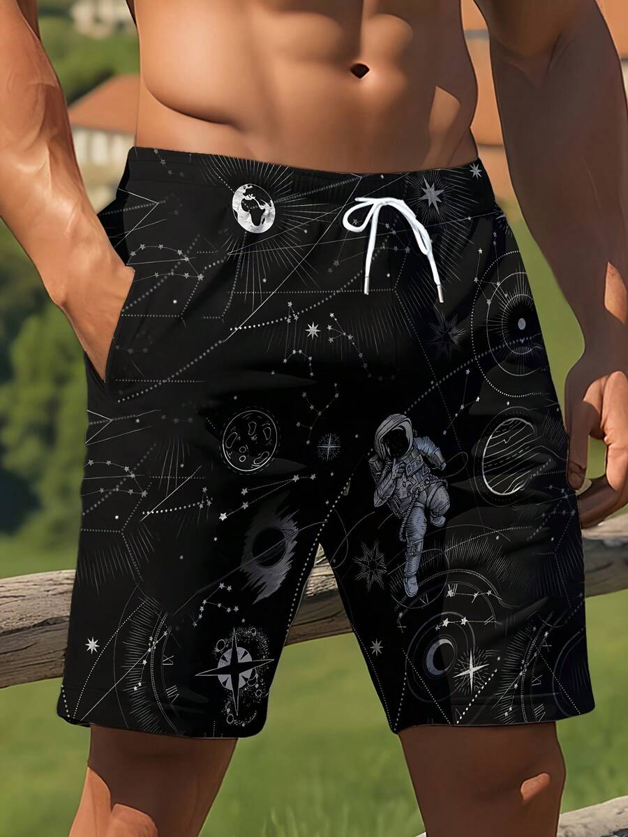 Mens 3D Space Astronaut Print  - Swim Trunk Quick Dry ulasan dan harga