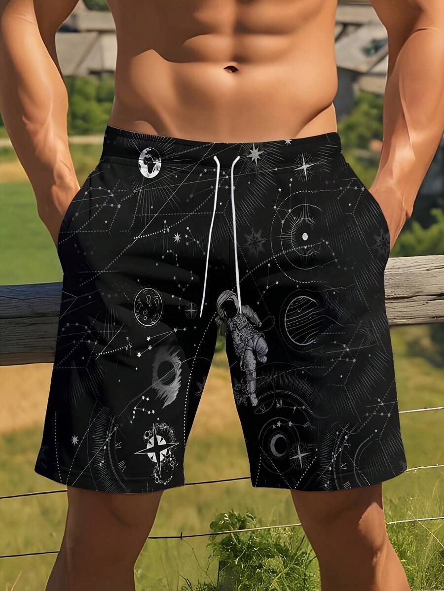 Mens 3D Space Astronaut Print  - Swim Trunk Quick Dry ulasan dan harga