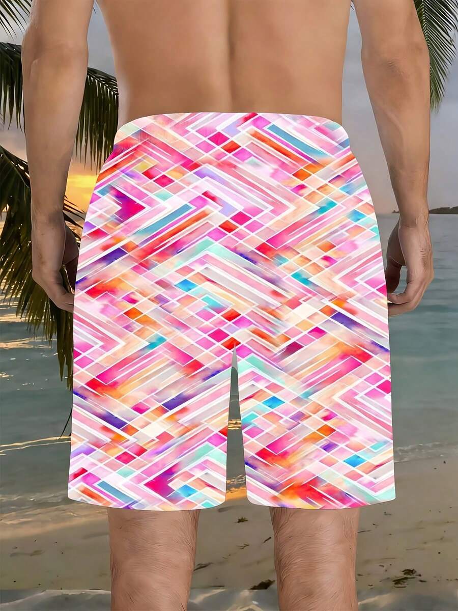 Mens Vibrant Abstract Geometri - Swim Trunk Quick Dry ulasan dan harga