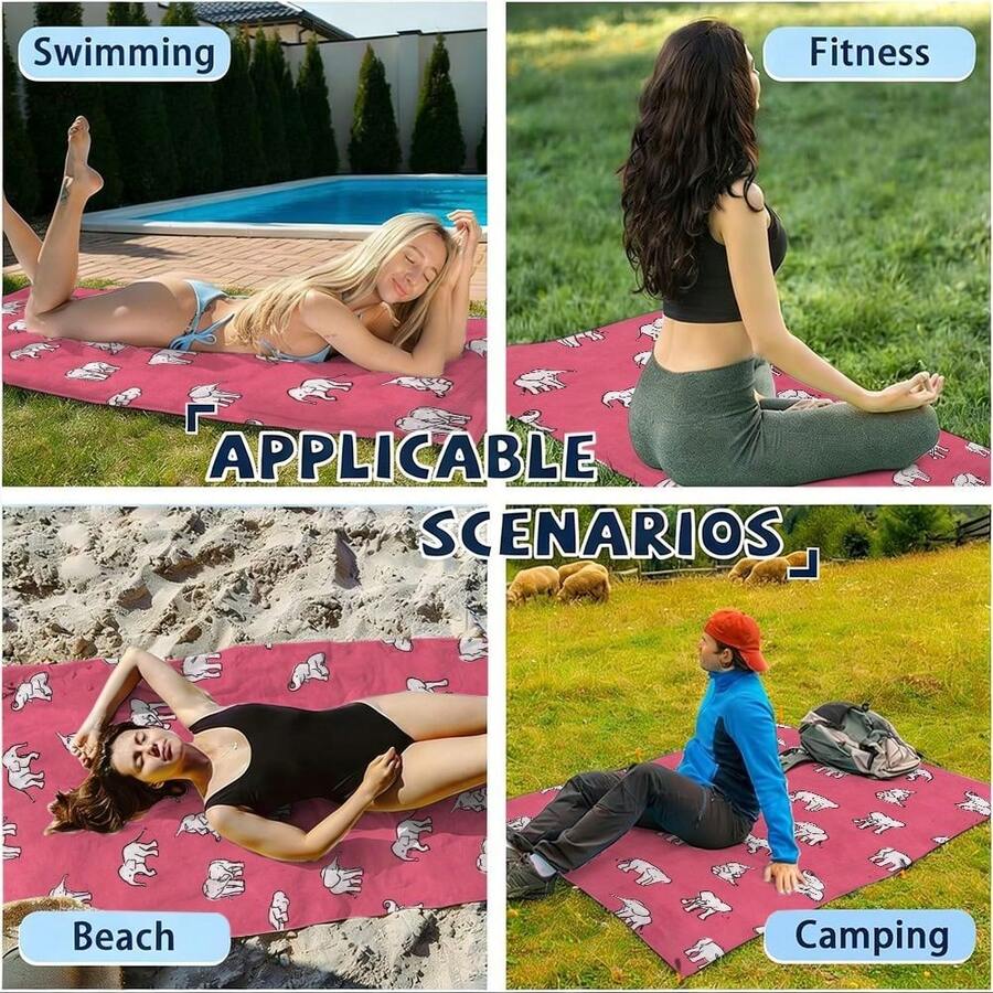 Elephant Pattern, Pink Backgro - Beach Towel Large ulasan dan harga
