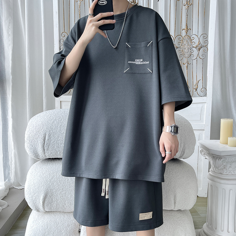 Men's Casual 2-Piece Sportswea - Shirt Camp Collar ulasan dan harga