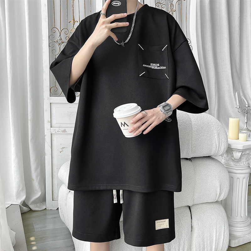 Men's Casual 2-Piece Sportswea - Shirt Camp Collar ulasan dan harga