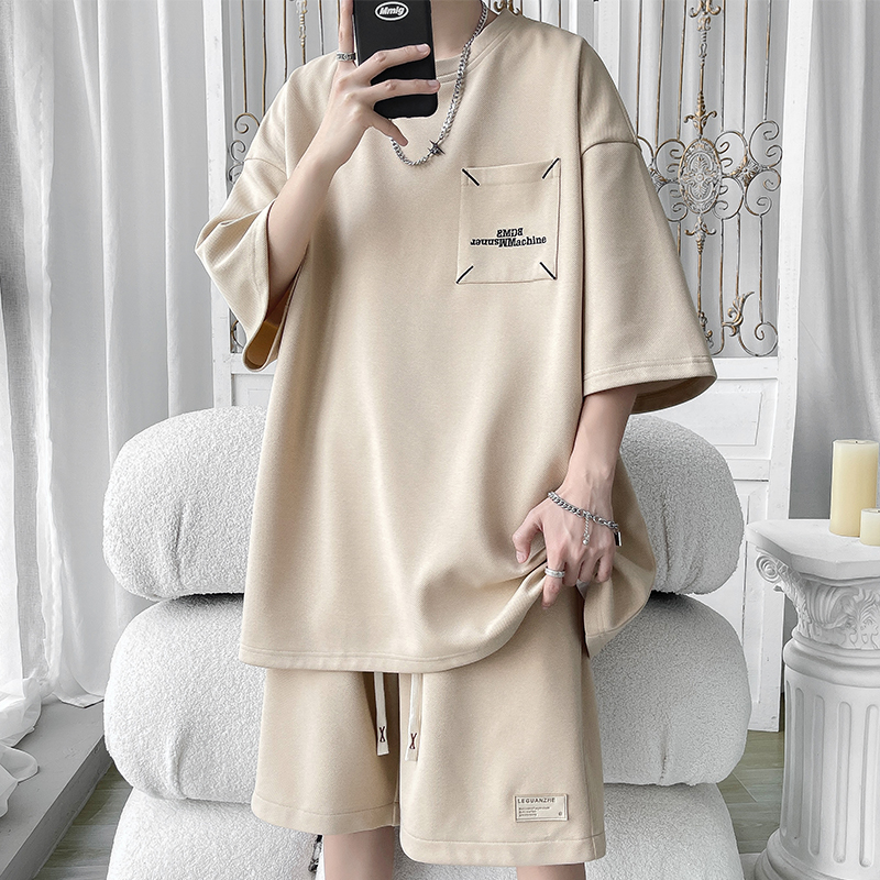 Men's Casual 2-Piece Sportswea - Shirt Camp Collar ulasan dan harga